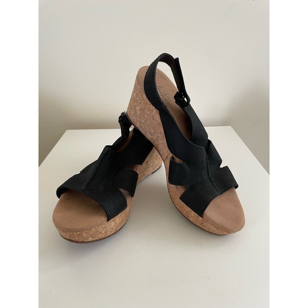 Ultimate Comfort Clark’s Black Casual Wedge Sandals platform size 8M